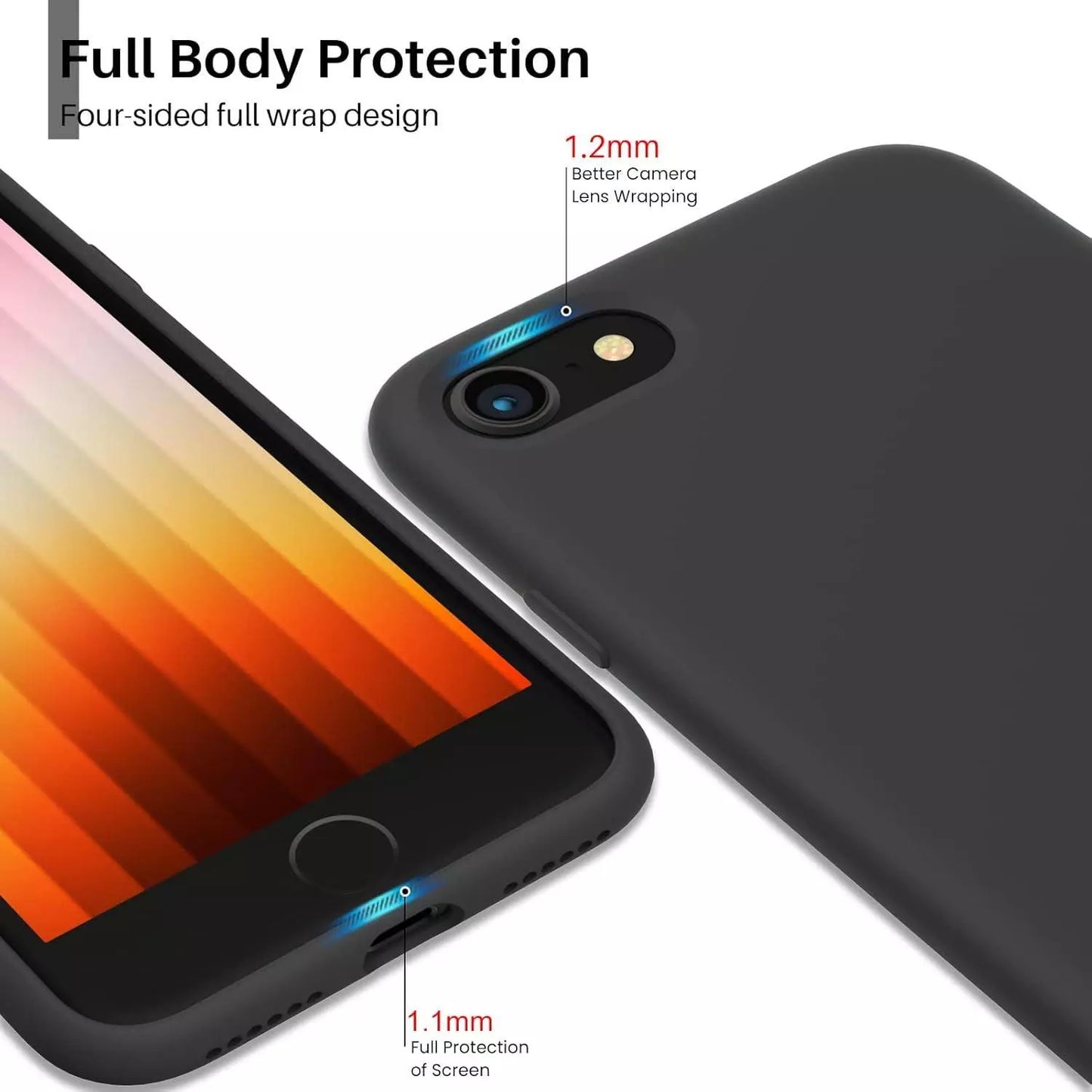 JETech Matte Case for iPhone SE 3/2 (2022/2020), iPhone 8/7, 4.7-Inch, Shockproof Military Grade Drop Protection, Frosted Translucent Back Phone Cover, Anti-Fingerprint (Black)